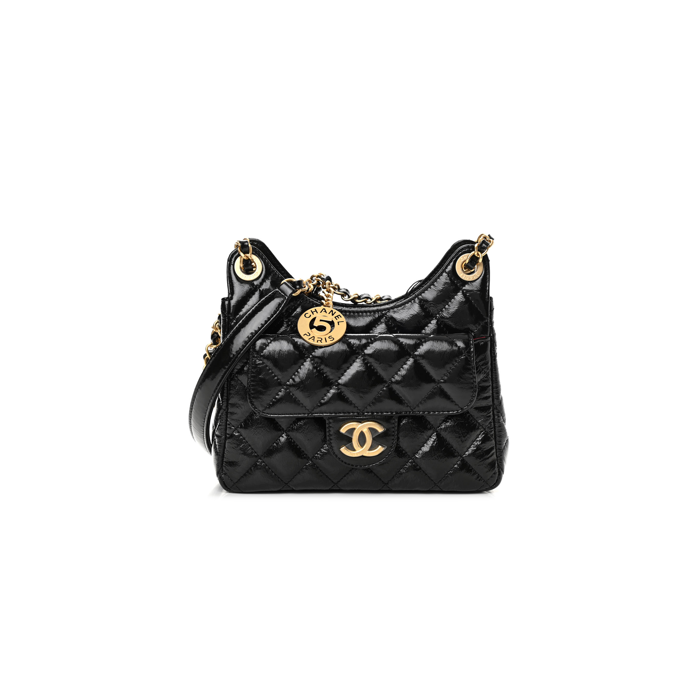CHANEL SHINY CRUMPLED CALFSKIN QUILTED SMALL WAVY CC HOBO AS4323 (18*17*6cm)